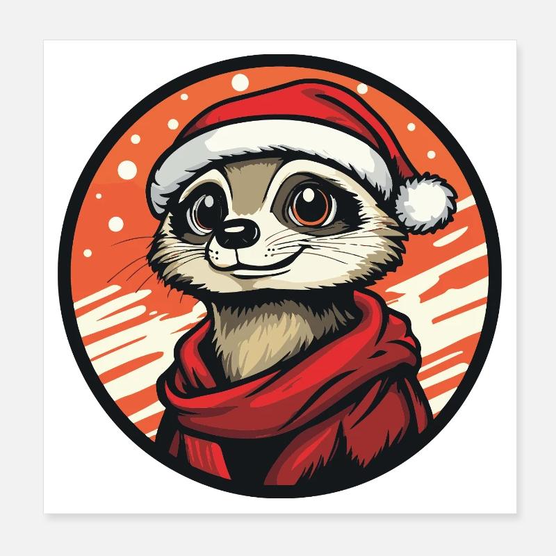 Erdmännchen  mit Santa-Hut Poster 20x20 cm