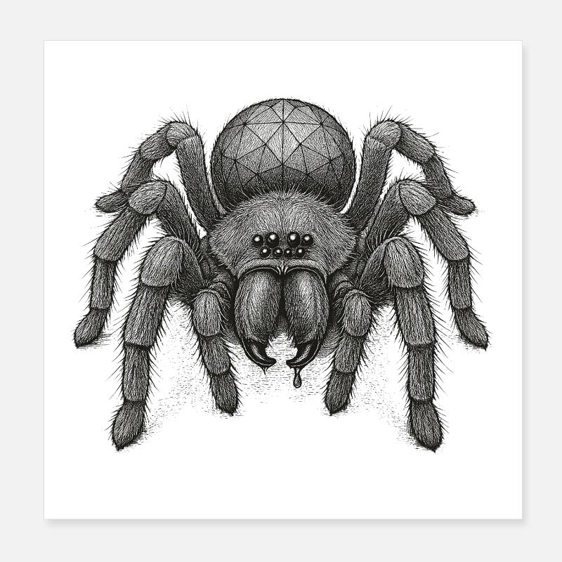 Geometric Web Spider Portrait Poster 8" x 8" (20x20 cm)