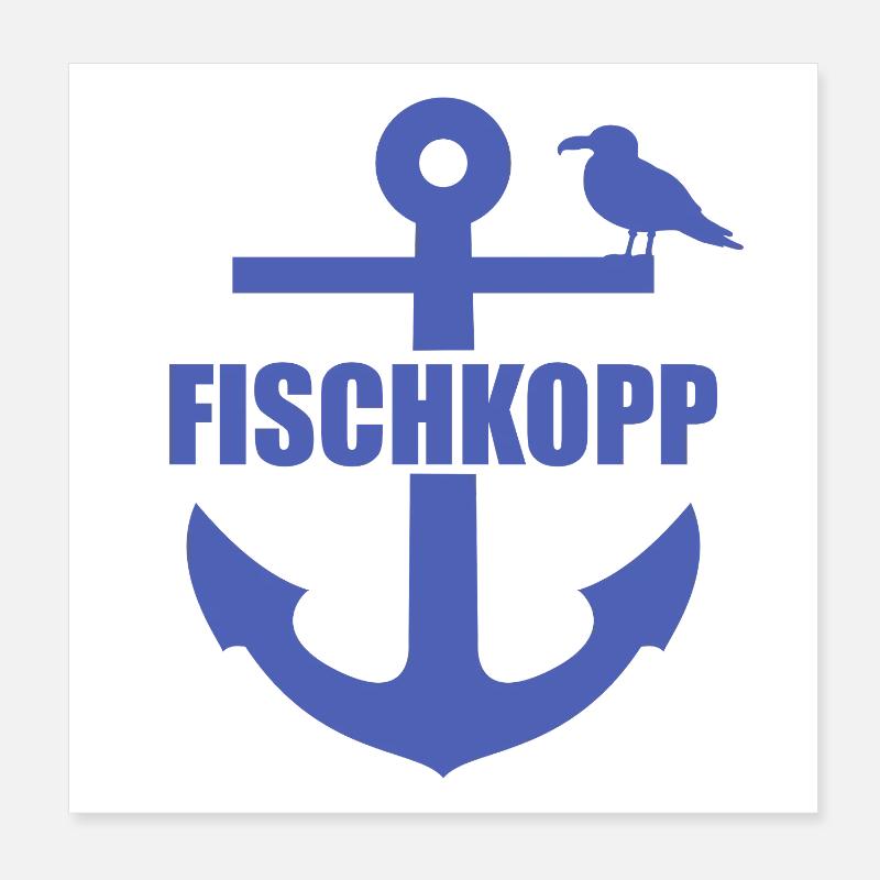 Fischkopp, Anker Poster 20x20 cm