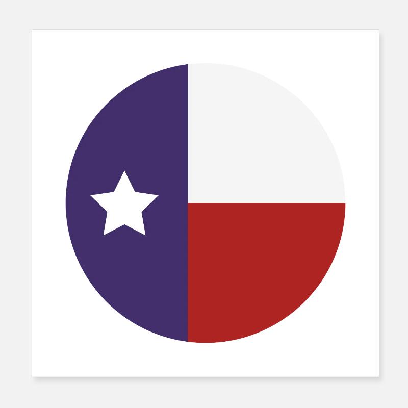 Drapeau rond du Texas Poster 20 x 20 cm