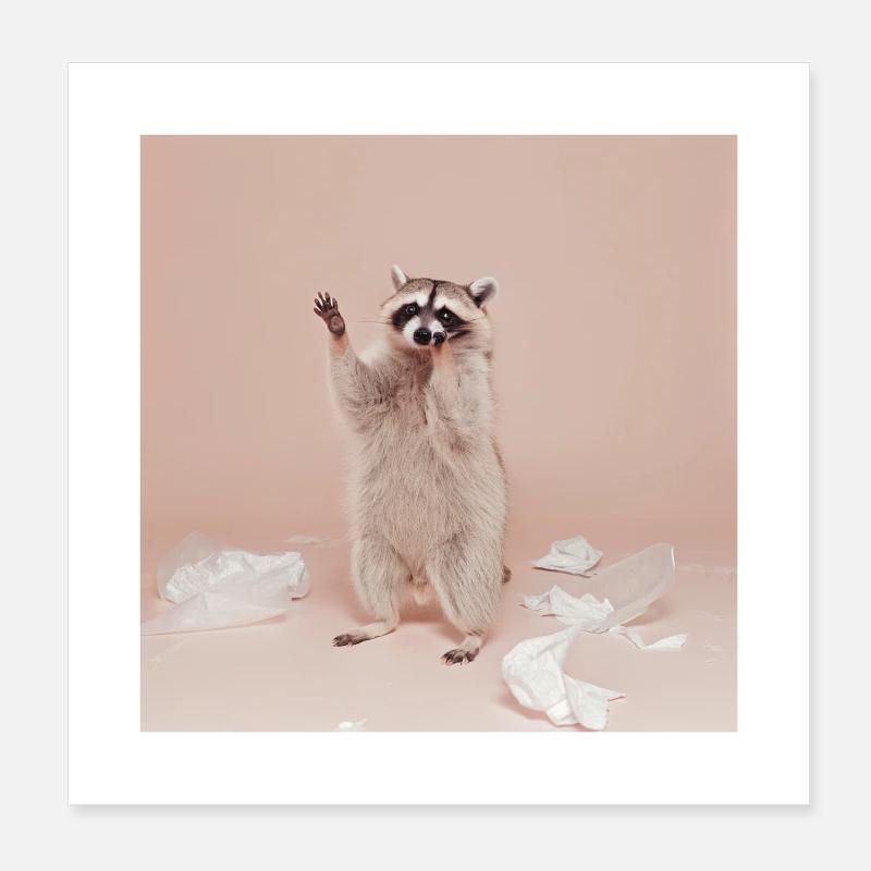 Mème drôle d’animal drôle de panda raton laveur déchaîné Poster 20 x 20 cm