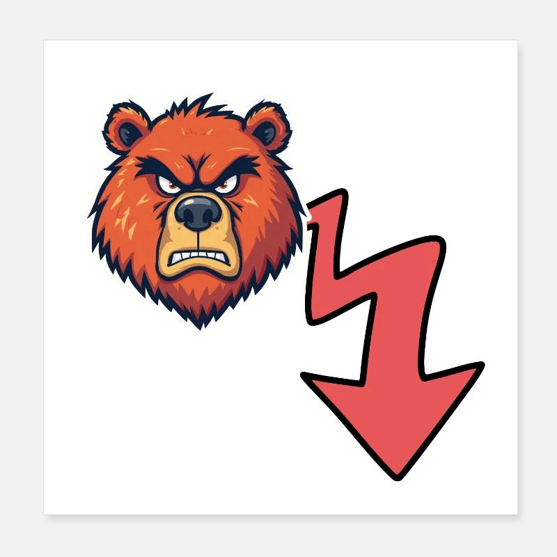 Angry bear head with red zigzag - Poster 8" x 8" (20x20 cm)