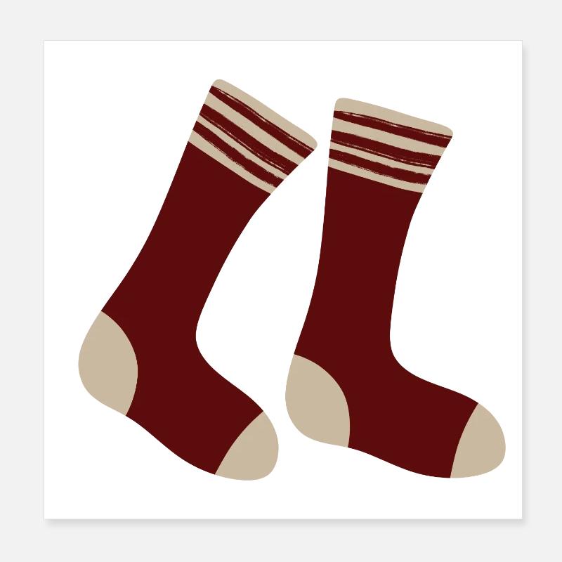 Chaussettes à orteils rayés bordeaux Poster 20 x 20 cm