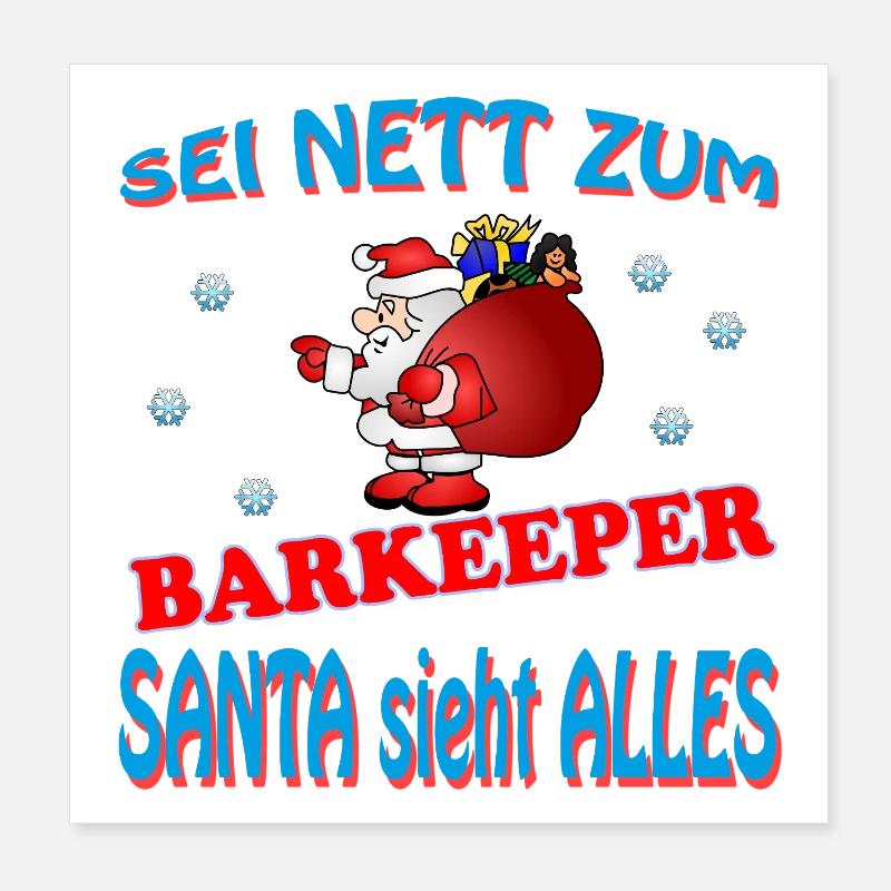 SANTA BARTENDER Poster 8" x 8" (20x20 cm)