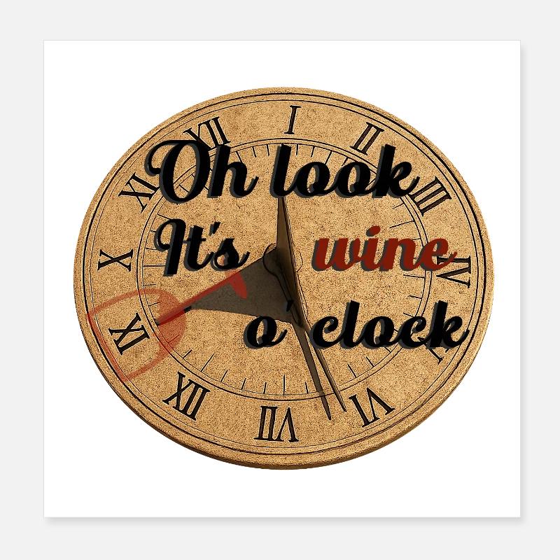Oh regarde, c’est l’heure du vin – Illustration du cadran solaire Poster 20 x 20 cm