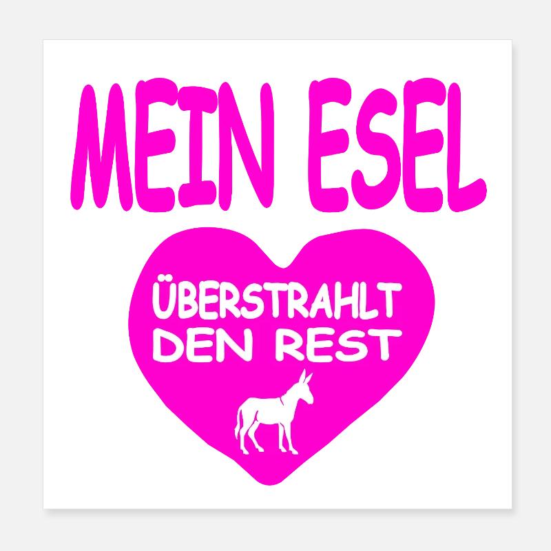 Esel - Poster 20x20 cm - Weiß
