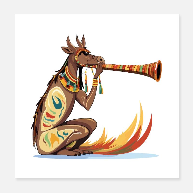 Kangaroo Trumpet Tattoo Poster 8" x 8" (20x20 cm)