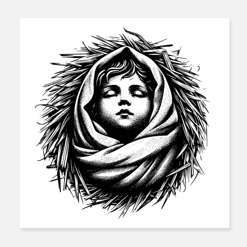 Jesuskind, geboren in der Weihnachtskrippe Poster 20x20 cm
