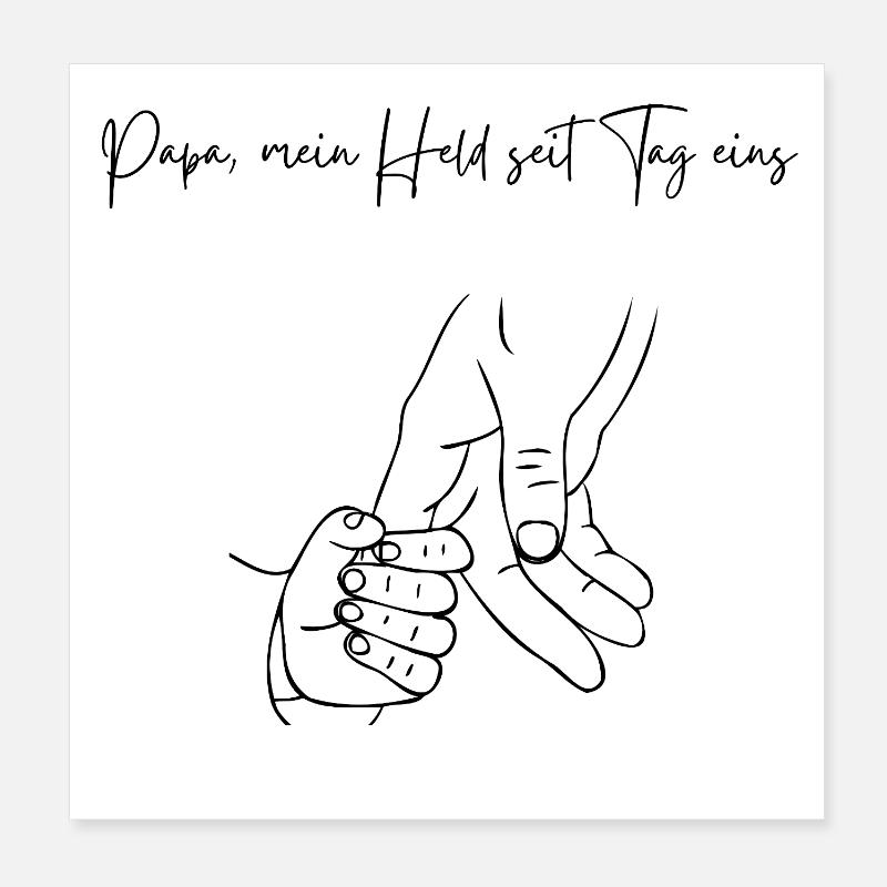 Papa mein Held seit Tag eins Poster 20x20 cm