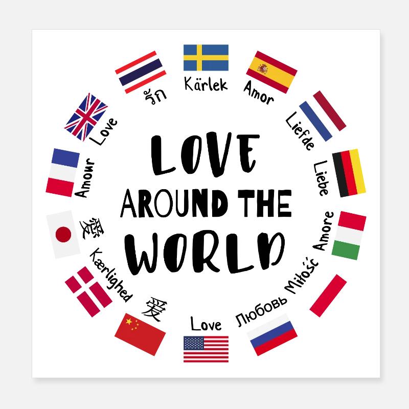 Love from all over the world Languages Poster 8" x 8" (20x20 cm)