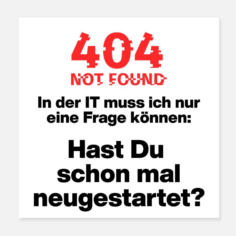 404 IT error, please restart, IT restart Poster 8" x 8" (20x20 cm)