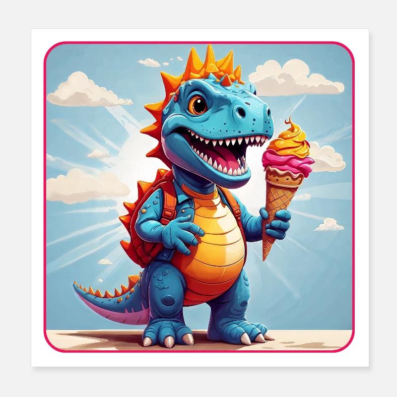 Süßer Dino mit Eiszauber Poster 20x20 cm