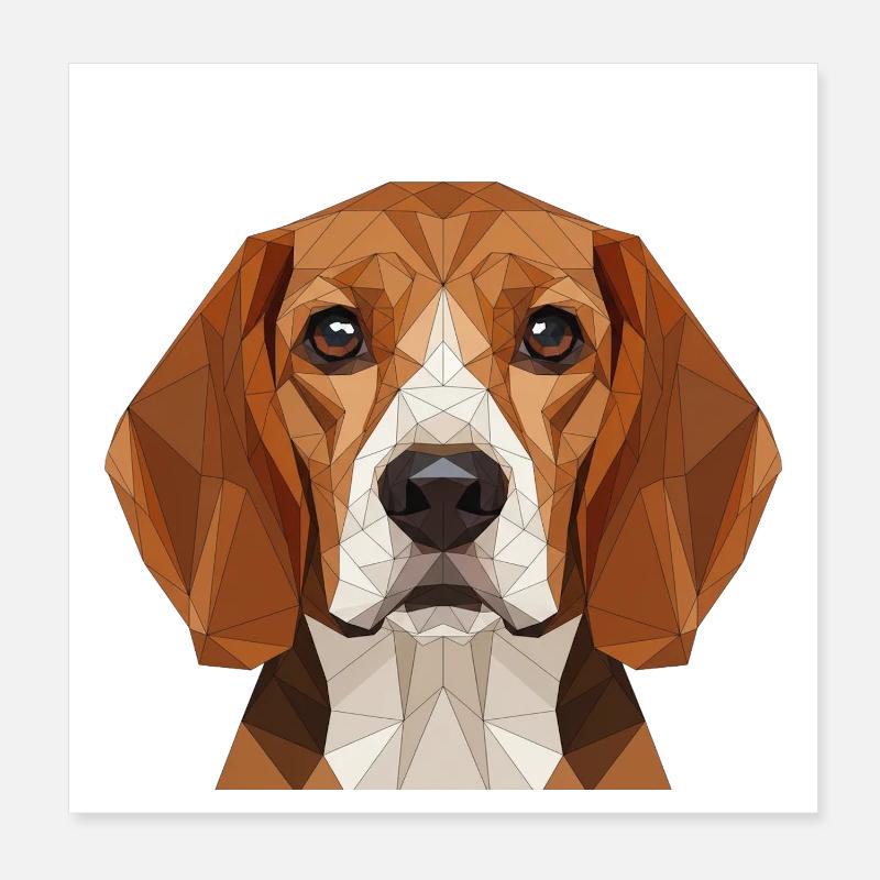Portrait polygonal du Beagle Poster 20 x 20 cm