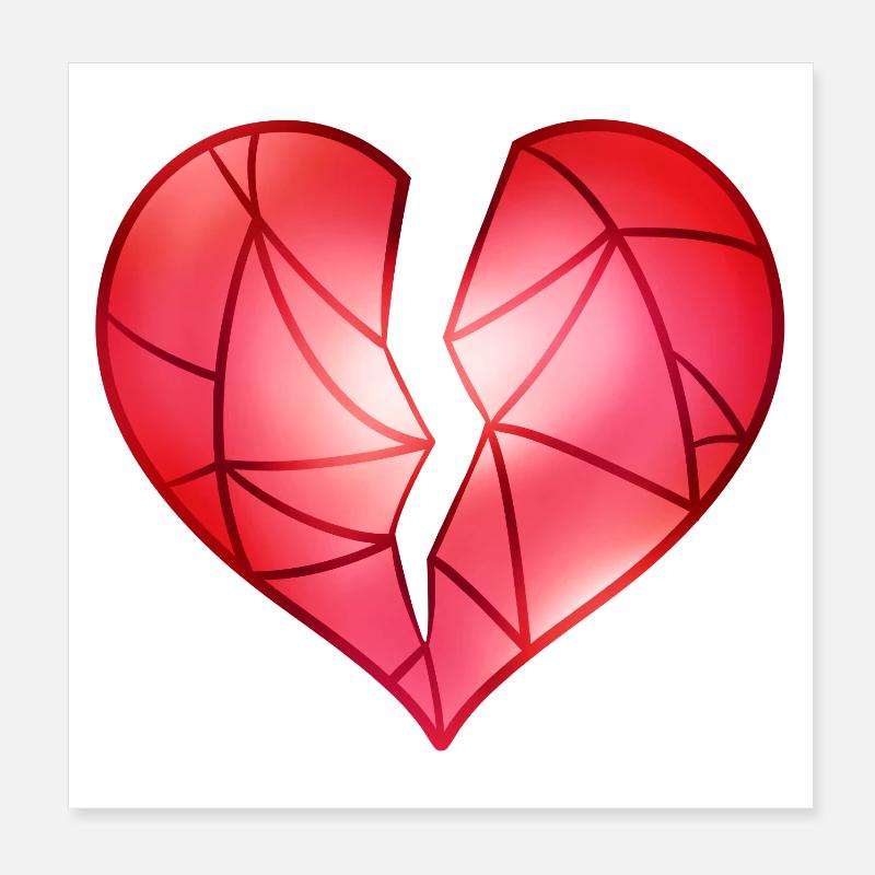 Broken Red Heart Poster 8" x 8" (20x20 cm)