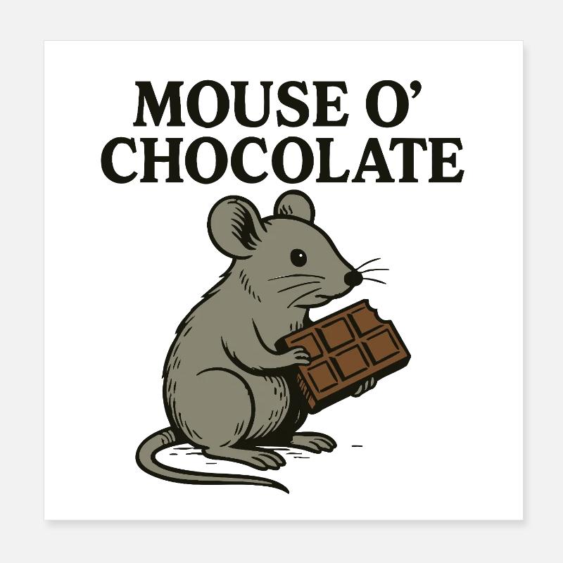 Mouse o’Chocolate Wortspiel Maus Schokolade Poster 20x20 cm