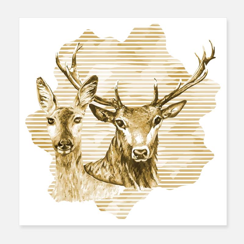 Deer and doe Poster 8" x 8" (20x20 cm)