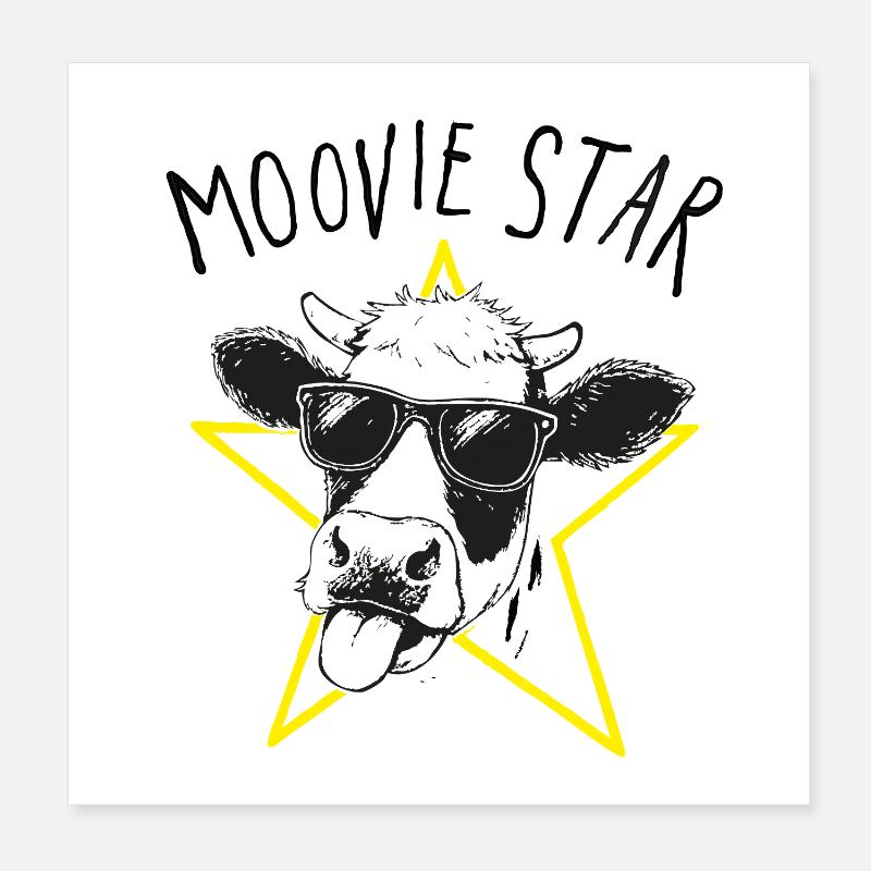Moovie Star Jeu de mots avec une vache Poster 20 x 20 cm