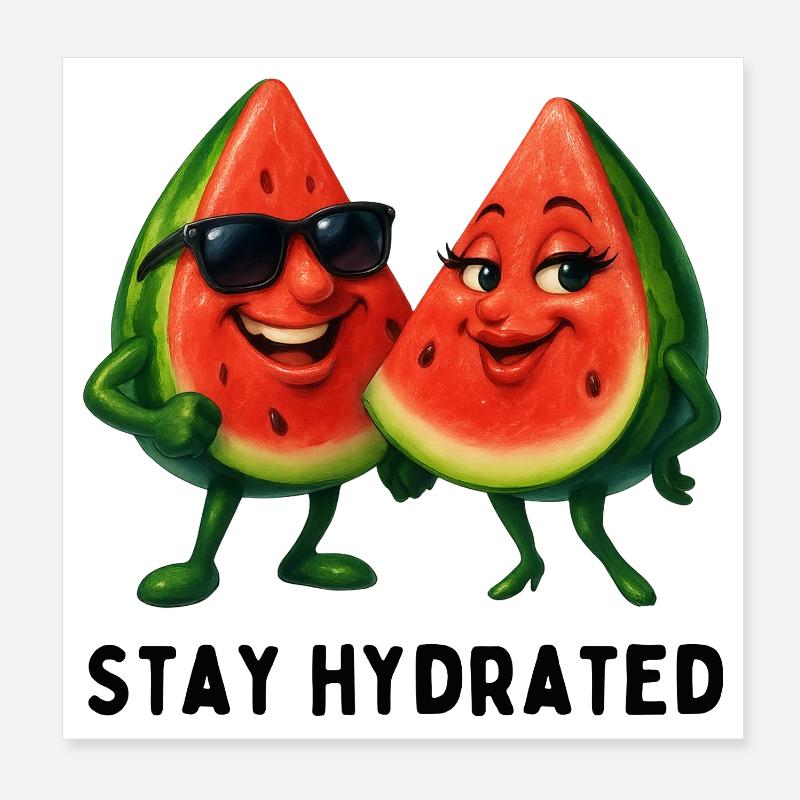 Duo pastèque au soleil Poster 20 x 20 cm