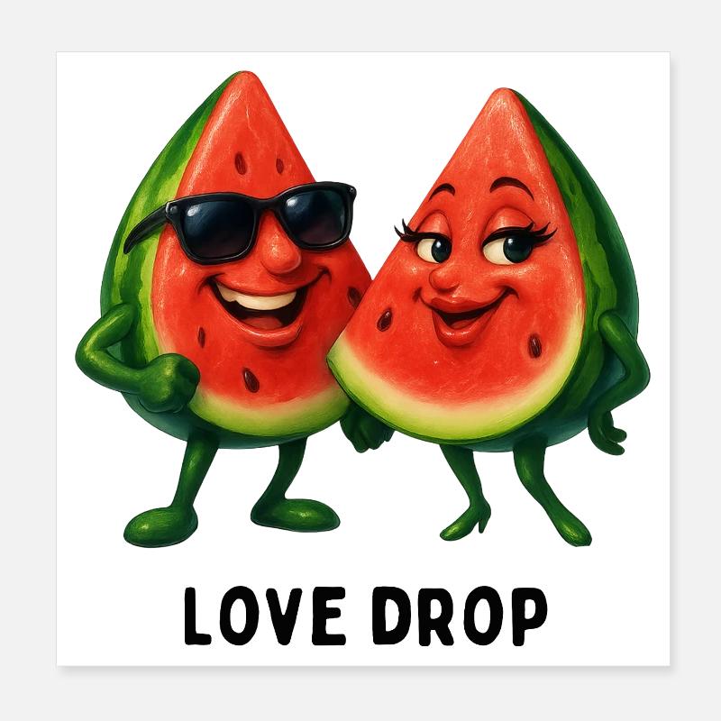 Duo pastèques Love Drop Poster 20 x 20 cm