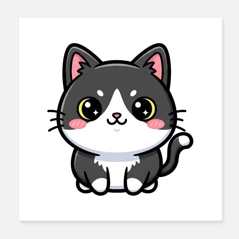 Chibi-Katzen-Anhänger - Poster 20x20 cm - Weiß