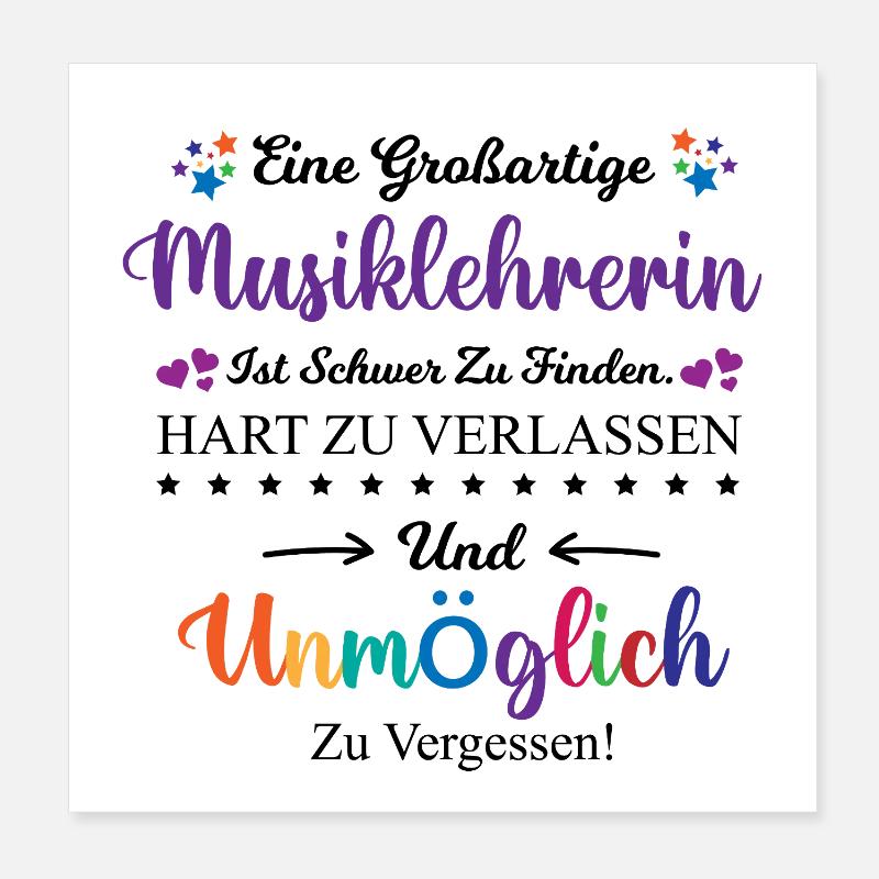Musiklehrerin Beruf Abschied Geschenk Danke Spruch Poster 20x20 cm