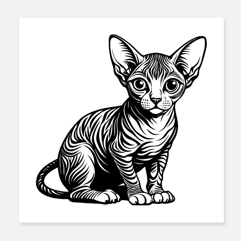 Chat Sphynx Poster 20 x 20 cm