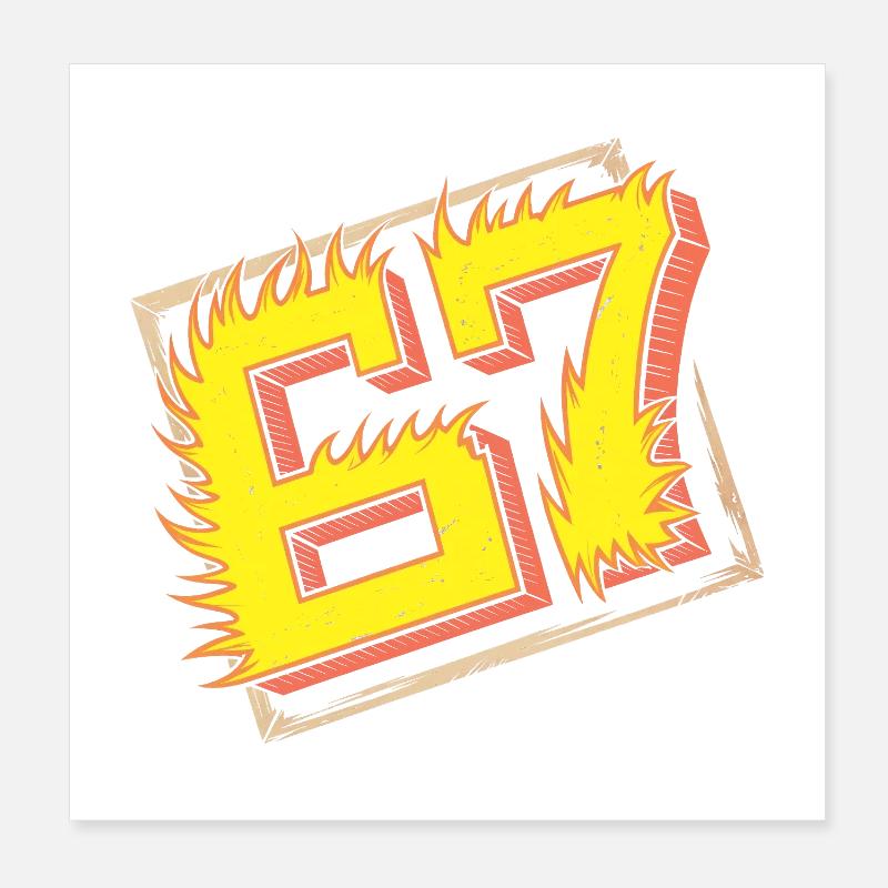 Flaming 67 Brainrot  Emblem Poster 8" x 8" (20x20 cm)