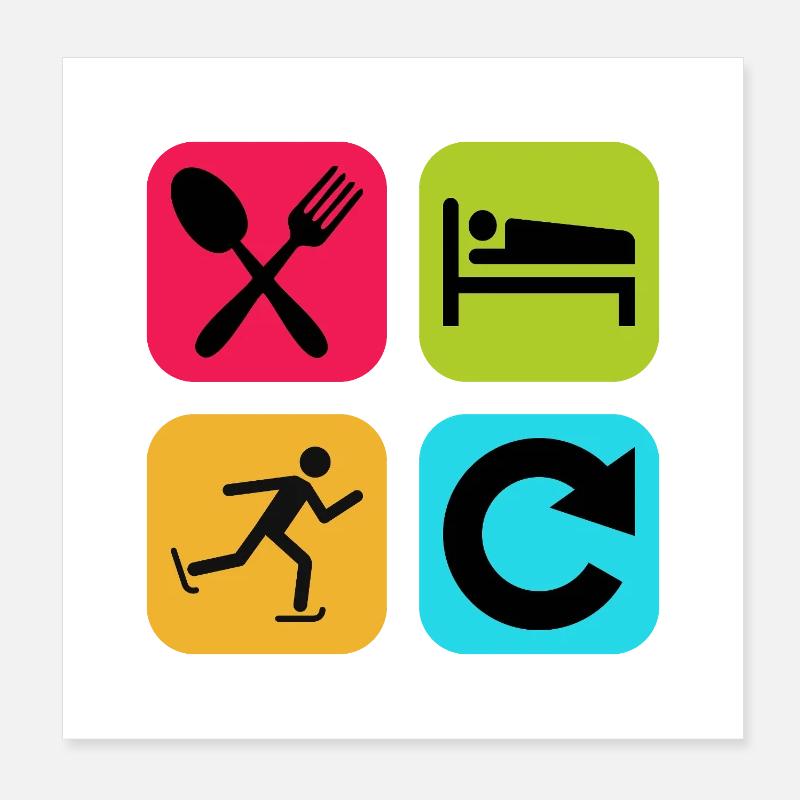 Répéter la citation drôle de Eat Sleep Skating Poster 20 x 20 cm