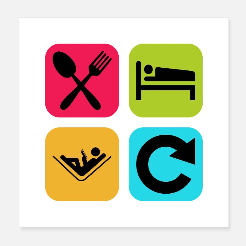 Eat Sleep Read Repeat Funny Quote Book Poster 8" x 8" (20x20 cm)