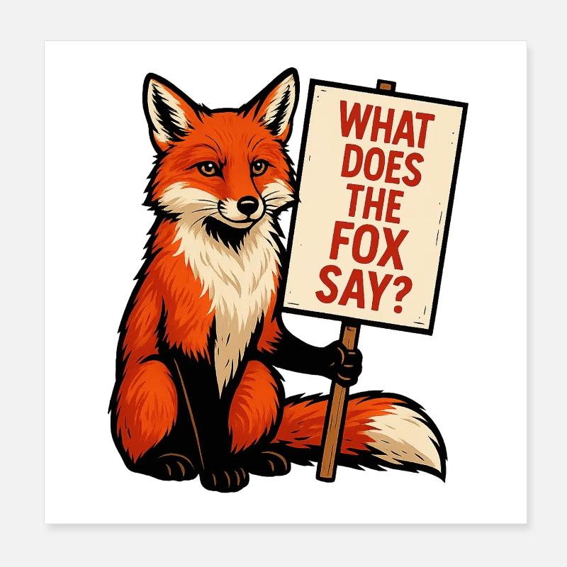 Fox with Shield – What Does the Fox Say Poster 8" x 8" (20x20 cm)