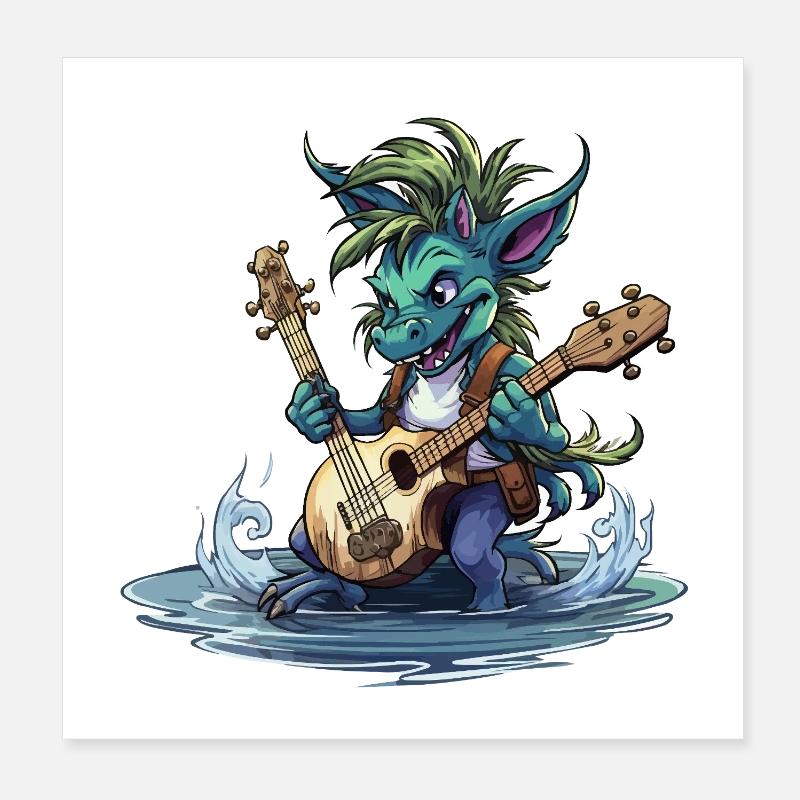 Guitariste du Dragon de l’Eau Poster 20 x 20 cm