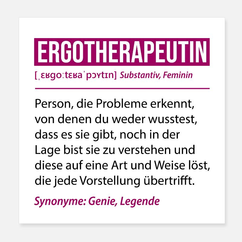Ergotherapeutin Definition Lustiges Beruf Geschenk Poster 20x20 cm