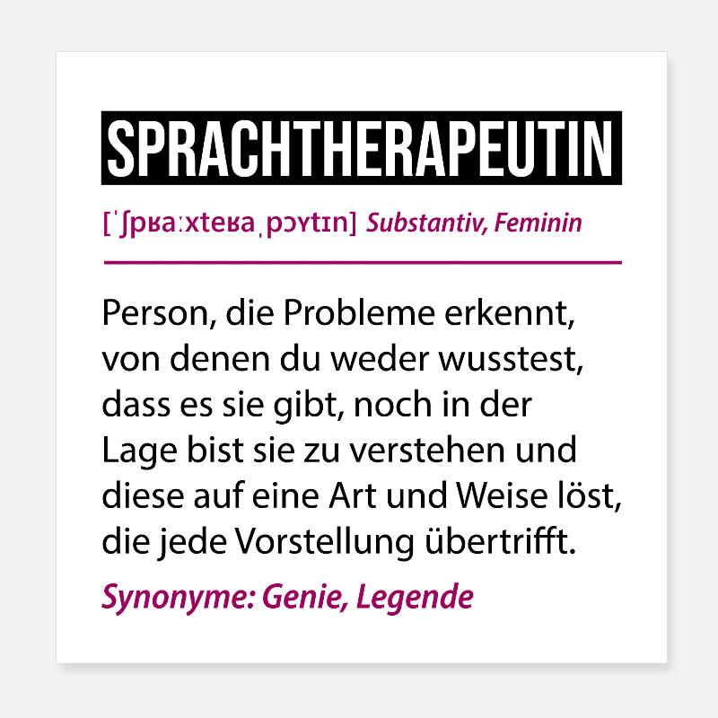 Définition de l’orthophoniste : Déclaration drôle de profession Poster 20 x 20 cm