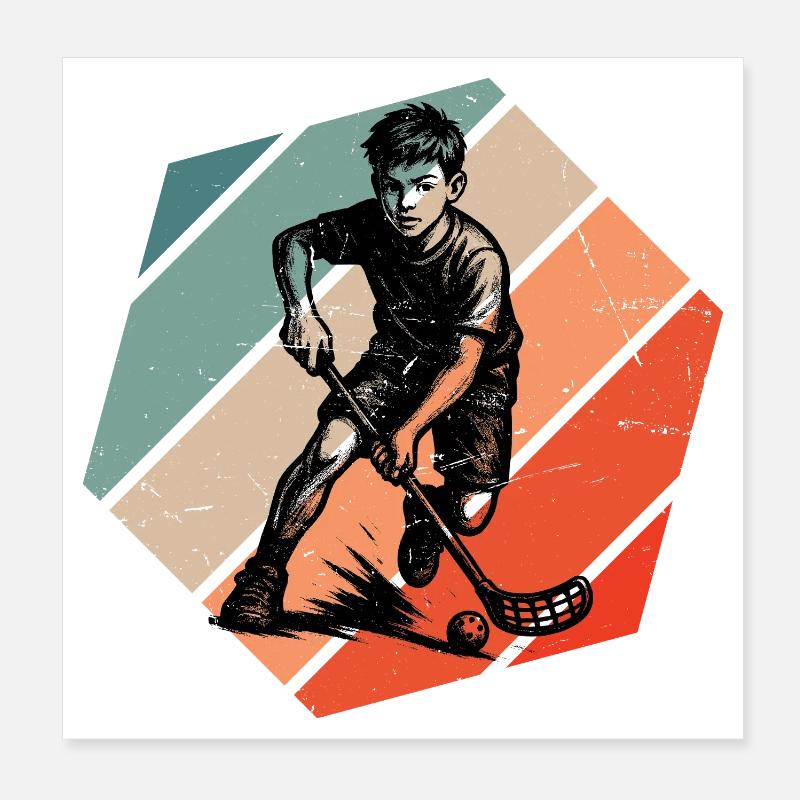 Modernes Floorball Artwork Poster 20x20 cm