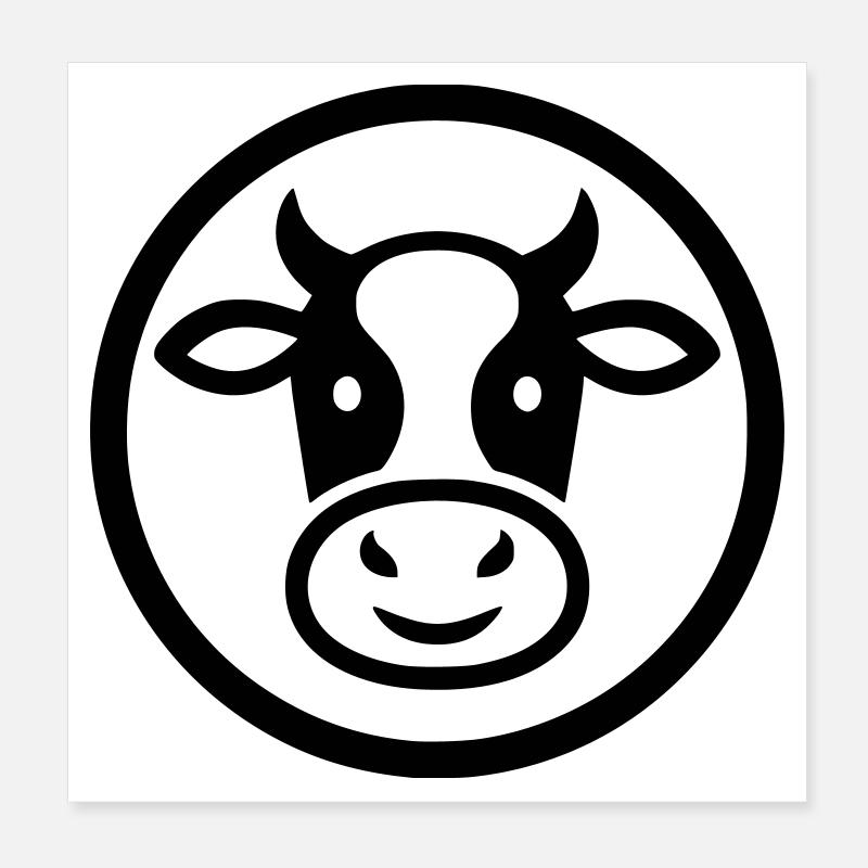 Icône du logo de tête de vache Minimaliste Poster 20 x 20 cm
