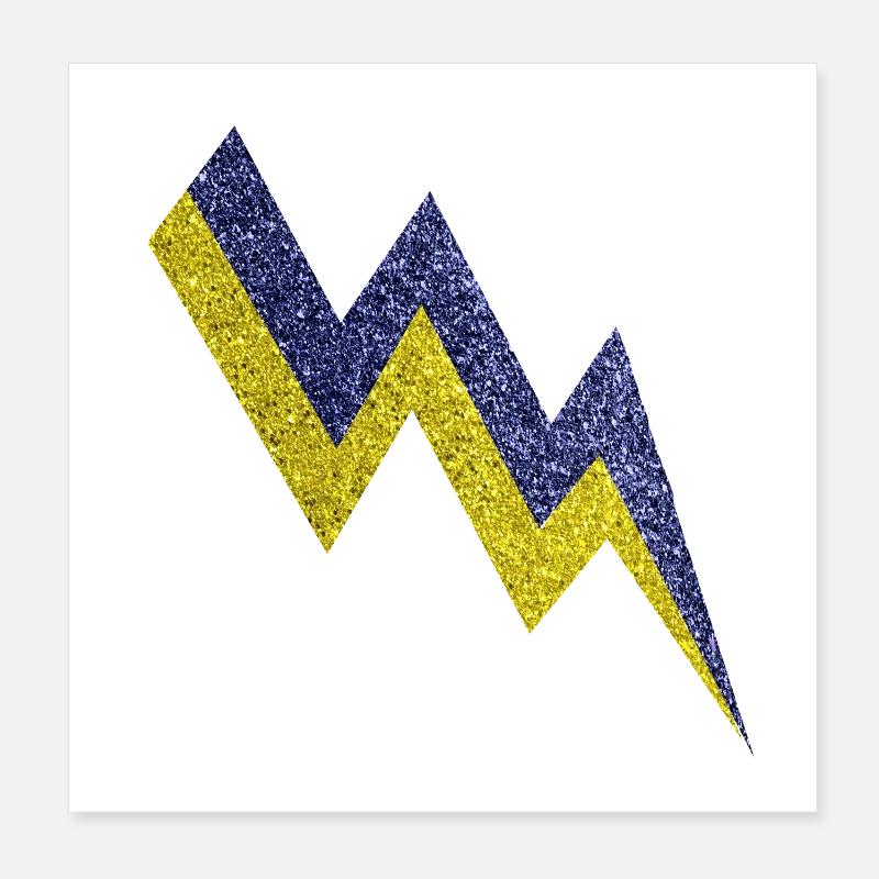 Goldener und blauer funkelnder Blitz Poster 20x20 cm