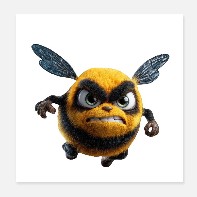 Wuetende_Hummel_Comic_3D_Wut_Insekt_Design Poster 8" x 8" (20x20 cm)