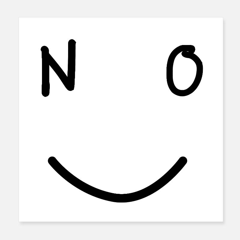 NO Smile Minimalistisch Gute Laune Design Poster 20x20 cm