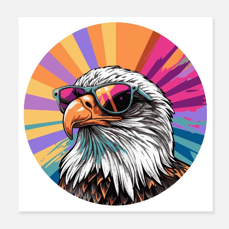 Adler mit Sonnenbrille  Poster 20x20 cm