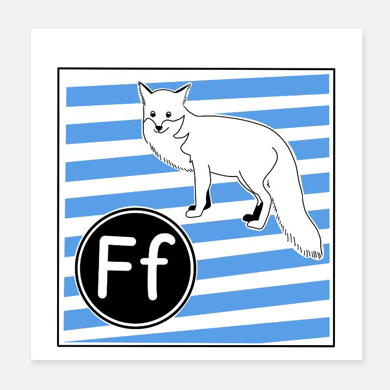 F for Fox (learning to read in primary school) - Poster 8" x 8" (20x20 cm) - white