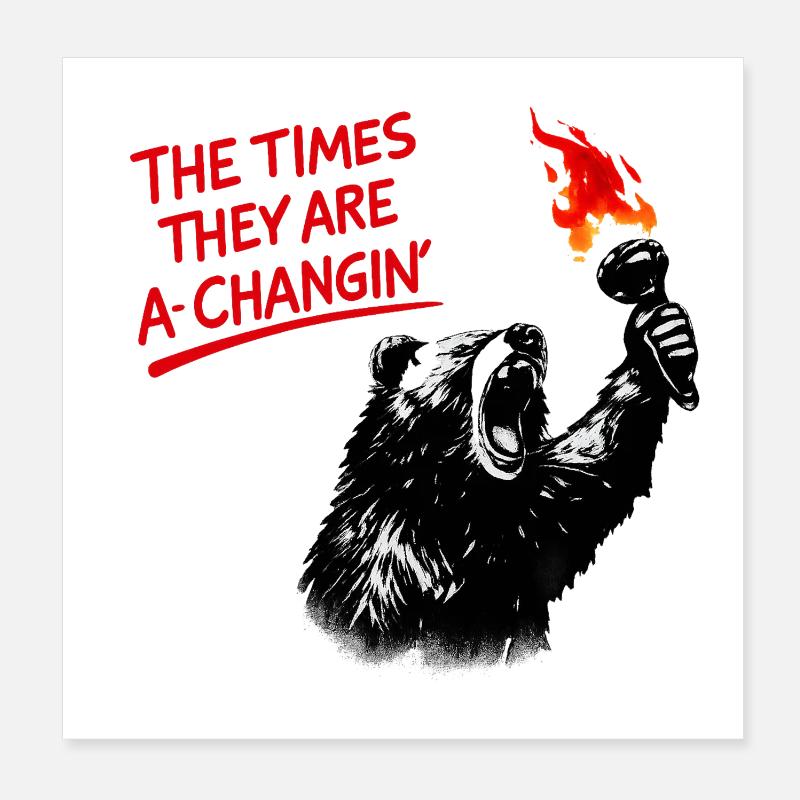 Ours ambulant avec torche à feu Poster 20 x 20 cm