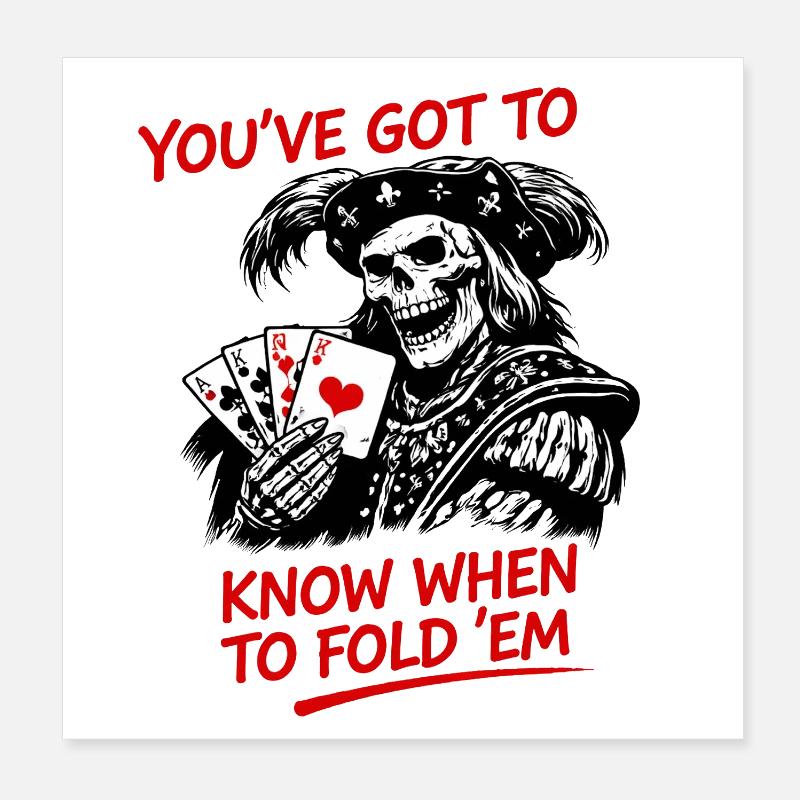 Pirate Skeleton Poker Wisdom Poster 8" x 8" (20x20 cm)