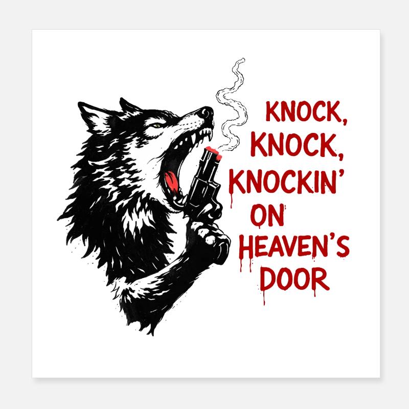 Wolf head with pistol motif Poster 8" x 8" (20x20 cm)