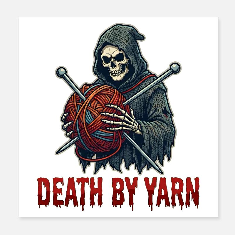 Death by Yarn Grim Reaper Poster 20x20 cm