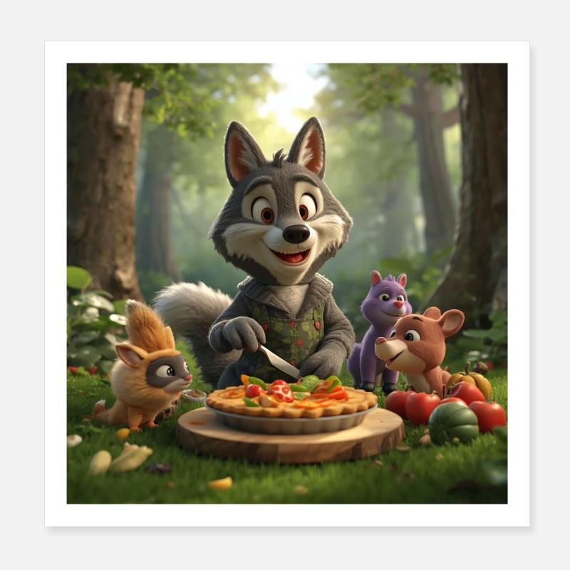 wolf, grey wolf, plush wolf Poster 8" x 8" (20x20 cm)