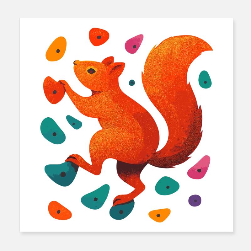 Bouldern Eichhörnchen Klettern Motivation Geschenk Poster 20x20 cm