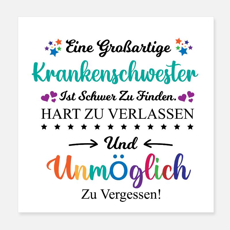 Krankenschwester Beruf Spruch Abschied Geschenk Poster 20x20 cm