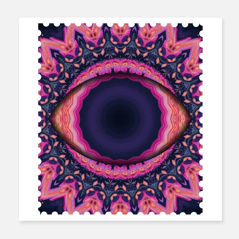 Psychedelic Eye Mandala Poster 8" x 8" (20x20 cm)
