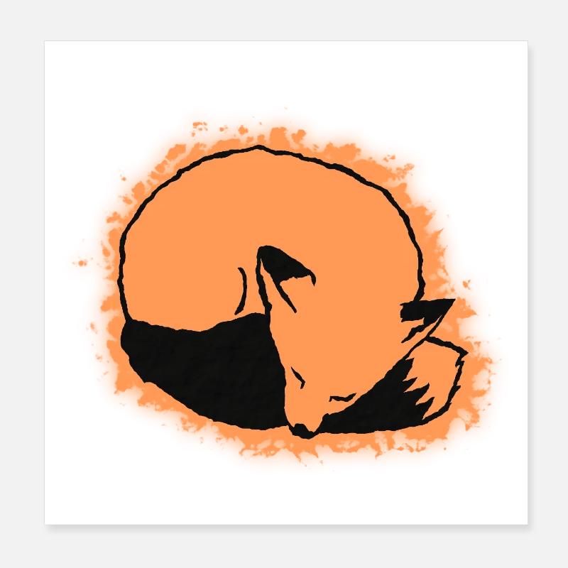 Fox Sleeping: Cute, Kawaii & Comic Style Poster 8" x 8" (20x20 cm)