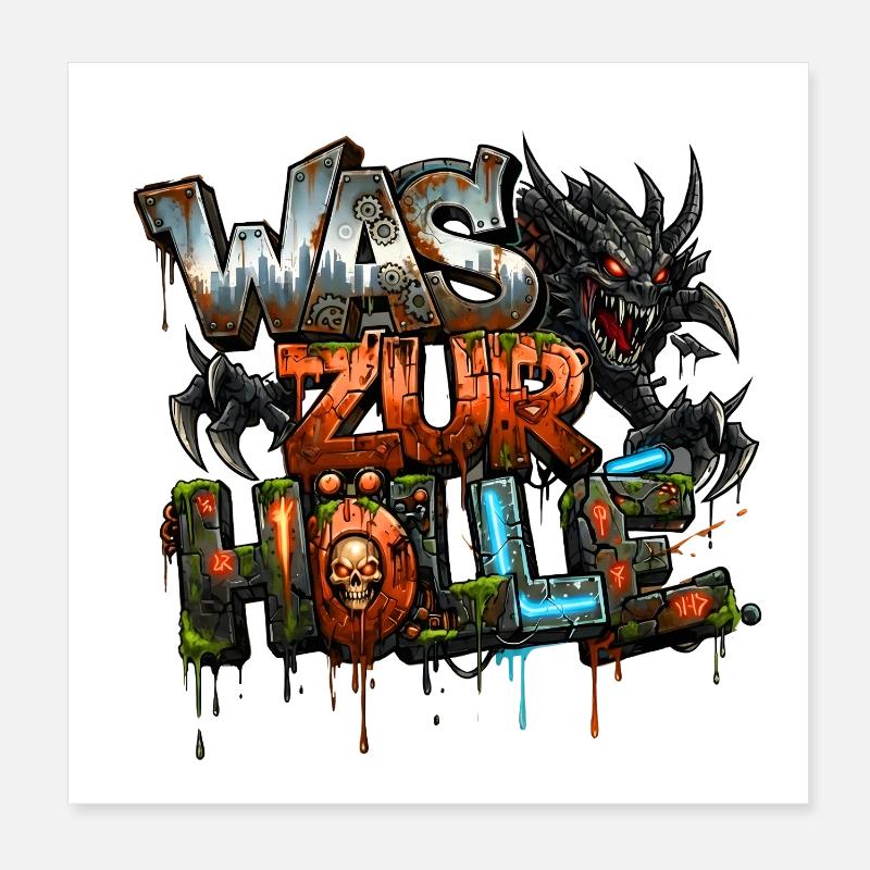 Enfer, Diables & Démons Graffiti urbain de rue Poster 20 x 20 cm